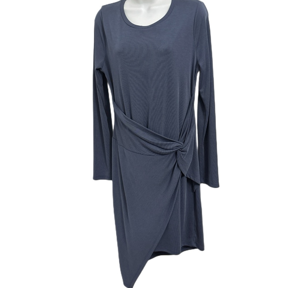 Skies Are Blue Asymmetrical Long Sleeve Dress Blue Size L